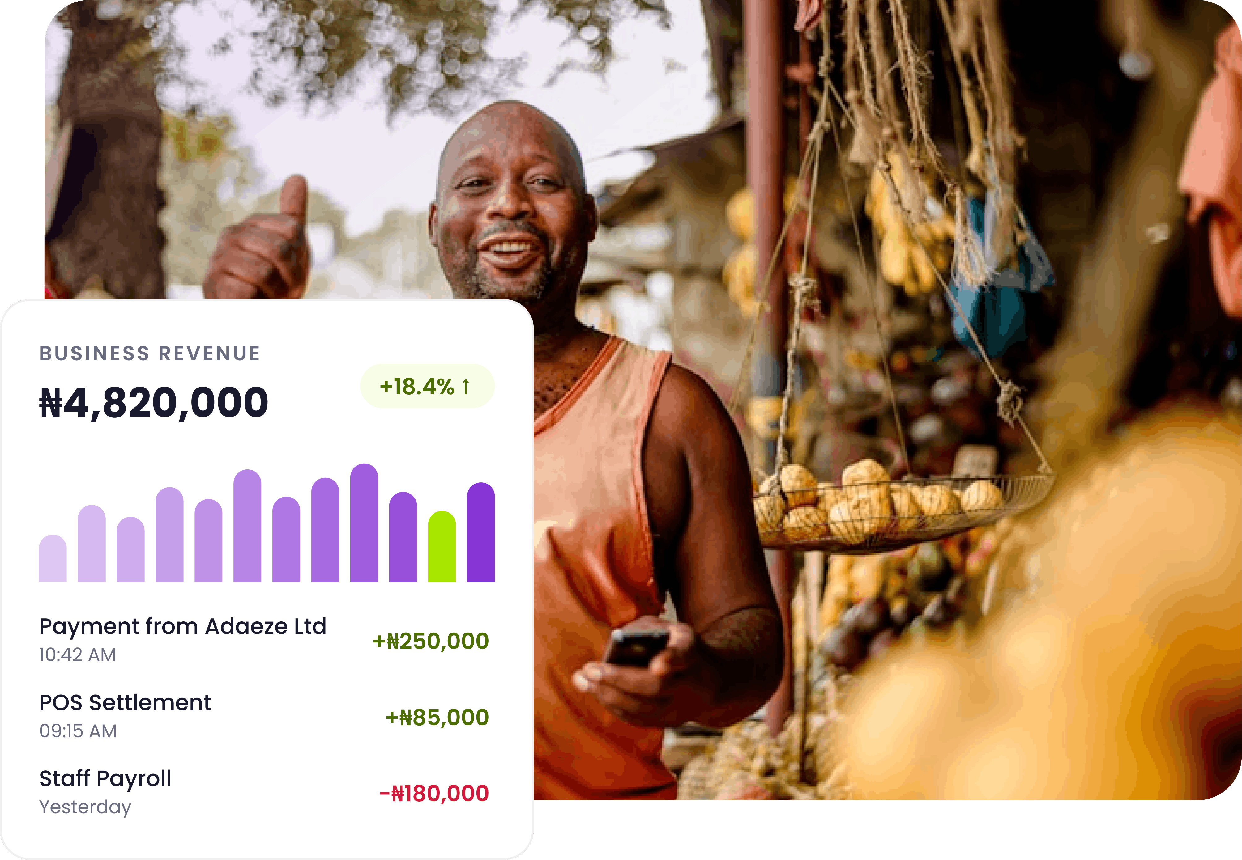 Business owner with PeerPurse business revenue dashboard